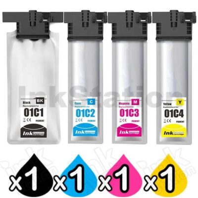 4-Pack Epson T01C1 - T01C4 Compatible Ink Unit Combo C13T01C100 - C13T01C400 [1BK,1C,1M,1Y]