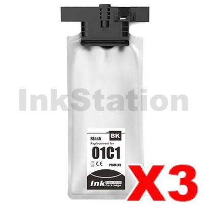 3 x Epson T01C1 Black Compatible Ink Unit C13T01C100 - 10,000 pages