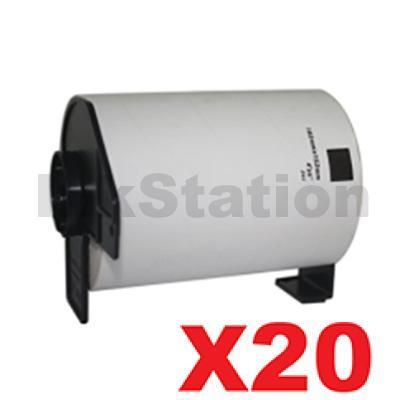 20 x Brother DK-11241 Compatible Black Text on White 102mm x 152mm Die-Cut Paper Label Roll - 200 labels per roll