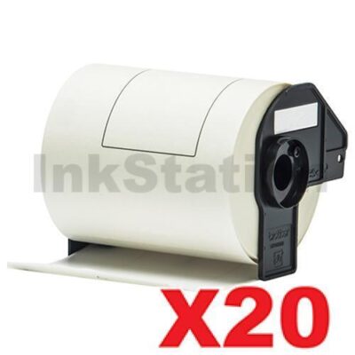 20 x Brother DK-11247 Compatible Black Text on White 103mm x 164mm Die-Cut Paper Label Roll - 180 labels per roll