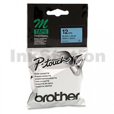 Brother M-K531 Genuine 12mm Black Text on Blue Tape - 8 meters