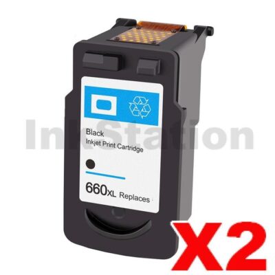 2 x Canon PG-660XL Compatible Black High Yield Ink Cartridge - 400 pages