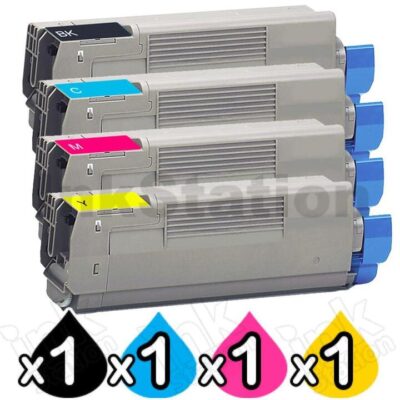 4 Pack OKI Compatible C610/ C610N Toner Cartridges (44315309-44315312)