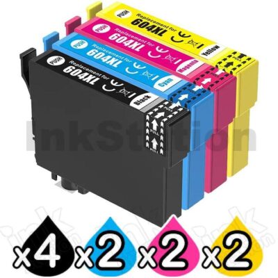 10 Pack Epson 604XL Compatible High Yield Inkjet Cartridges Combo C13T10H192 - C13T10H492 [4BK,2C,2M,2Y]