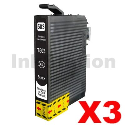 3 x Epson 503XL (C13T09R192) Compatible Black High Yield Inkjet Cartridge - 550 pages