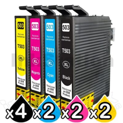 10 Pack Epson 503XL Compatible High Yield Inkjet Cartridge Combo C13T09R192 - C13T09R492 [4BK,2C,2M,2Y]
