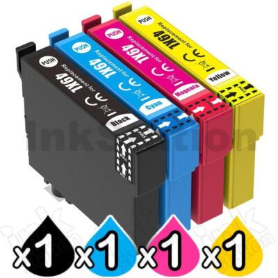 4 Pack Epson 49XL Compatible High Yield Ink Cartridges Combo C13T10F192 - C13T10F492 [1BK, 1C, 1M, 1Y]