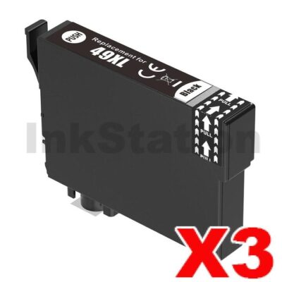 3 x Epson 49XL Compatible Black High Yield Ink Cartridge C13T10F192 - 500 pages