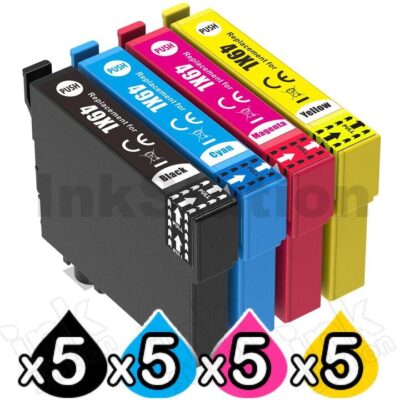 20 Pack Epson 49XL Compatible High Yield Ink Cartridges Combo C13T10F192 - C13T10F492 [5BK, 5C, 5M, 5Y]