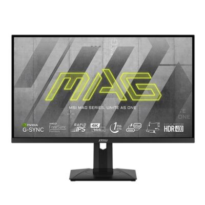 MSI MAG 274UPF 27" 4K eSports Gaming Monitor. 3840 x 2160 (UHD), Rapid IPS, FreeSync Premium, G-sync compatible, 144Hz, 1ms, VESA DisplayHDR 400, USB Type-C (DP alt. w/ PD Charging 65W)