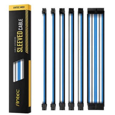 Antec PSUSCB30-401-BG/WB PSU - Sleeved Extension Cable Kit V2 - Blue / White / Black . 24PIN ATX, 4+4 EPS, 8PIN PCI-E, 6PIN PCI-E, Compatible with Standard PSU