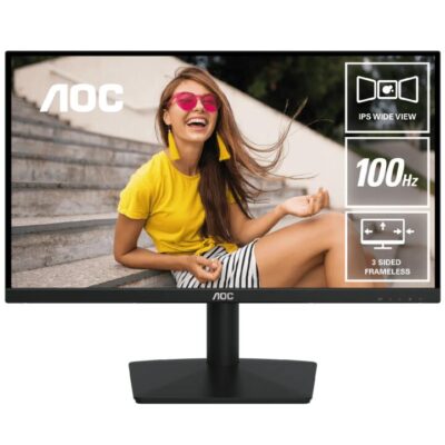 AOC 24B15H2 23.8" IPS Monitor. 1920 × 1080 (FHD), AdaptiveSync, 100Hz, IPS, 3-Sided Frameless, Game Mode.