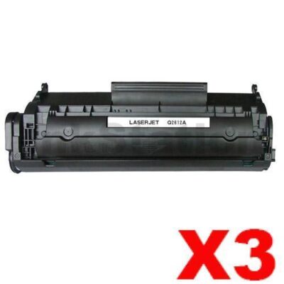 3 x HP Q2612A (12A) Compatible Black Toner Cartridge - 2,000 Pages