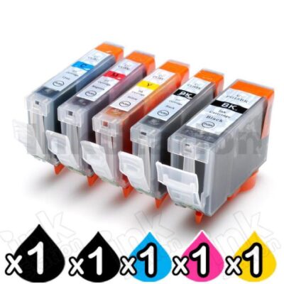 5-Pack Canon PGI-5BK, CLI-8BK/C/M/Y Compatible Inkjet (with Chip) [1BK,1PBK,1C,1M,1Y]