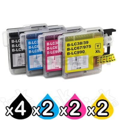 10 Pack Brother LC-38 Compatible Ink Combo [4BK,2C,2M,2Y]