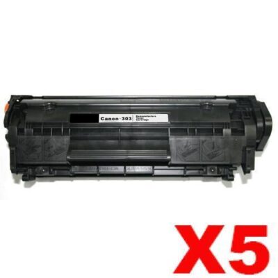 5 x Canon CART-303 Black Compatible Toner Cartridge 2,000 Pages