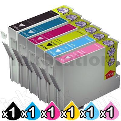 6 Pack Compatible Epson T0491-T0496 Ink Cartridges [1BK,1C,1M,1Y,1LC,1LM]