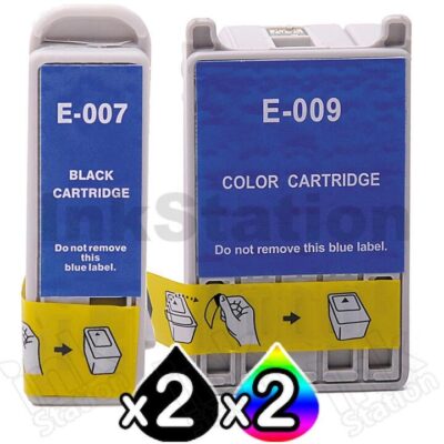 4 Pack Compatible Epson T007 T009 Ink Cartridge Combo [2BK,2CL]