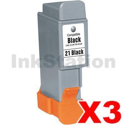 3 x Compatible Canon BCI-21BK InkStation Black Ink Cartridge (3 Carts)