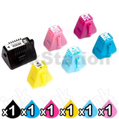 6 Pack HP 02 Compatible Inkjet Cartridges C8721WA-C8775WA [1BK,1C,1M,1Y,1LC,1LM]