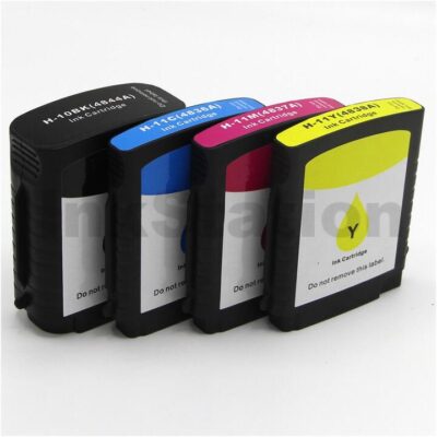 4 Pack HP 10 + 11 Compatible Inkjet Cartridges C4844AA+C4836AA-C4838AA [1BK,1C,1M,1Y]