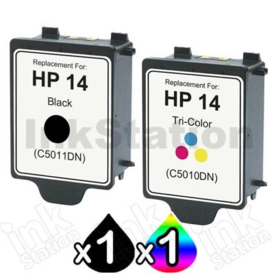 2 Pack HP 14 Compatible Inkjet Cartridges C5010DA+C5011DA [1BK,1CL]