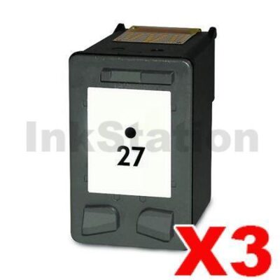 3 x HP 27 Compatible Black Inkjet Cartridge C8727AA