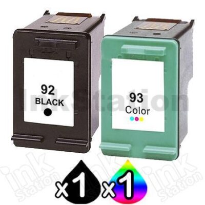 2 Pack HP 92 + 93 Compatible Inkjet Cartridges  C9362WA + C9361WA [1BK,1CL]