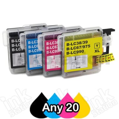 Any 20 Brother LC-38 Compatible Ink Combo