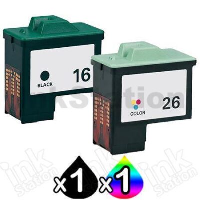 Lexmark No.16 + No.26 (10N0016 + 10N0026) Compatible Ink Cartridge Combo [1BK,1CL]