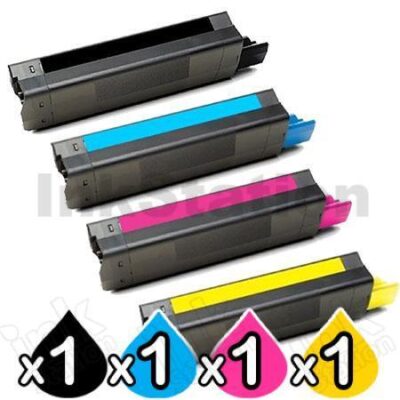 4 Pack OKI Compatible C5100/C5200/C5300/C5400/C5400N Toner Cartridges [1BK,1C,1M,1Y]
