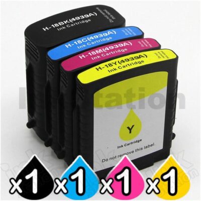 4 Pack HP 18 Compatible Inkjet Cartridges C4936A-C4939A [1BK,1C,1M,1Y]