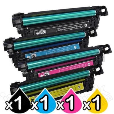 4 Pack HP CE250X-CE253A (504X/504A) Compatible Toner Cartridges [1BK,1C,1M,1Y]