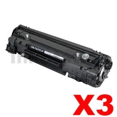 3 x HP CE285A (85A) Compatible Black Toner Cartridge - 1,600 Pages