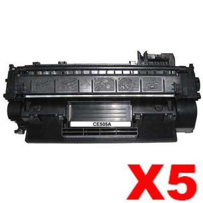 5 x HP CE505A (05A) Compatible Black Toner Cartridge - 2,300 Pages