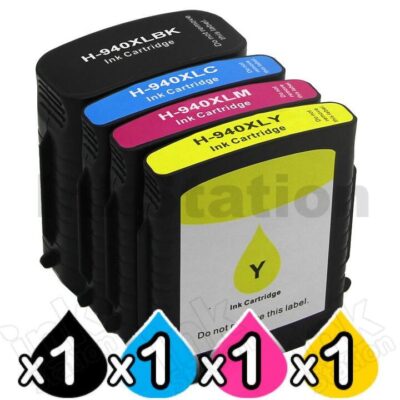 4 Pack HP 940XL Compatible Inkjet Cartridges C4906AA - C4909AA [1BK,1C,1M,1Y]