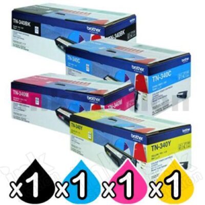 4-Pack Genuine Brother TN-340 Toner Combo [1BK,1C,1M,1Y]
