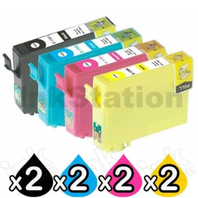 8-Pack Compatible Epson 138 T1381-T1384 Inkjet Cartridges [2BK,2C,2M,2Y]