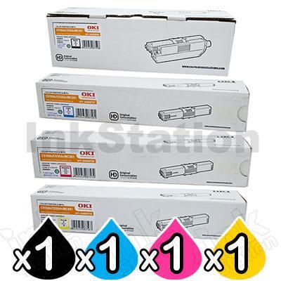 4 Pack OKI Genuine C510,C530,MC561 Toner Cartridges (44469806-44469727)