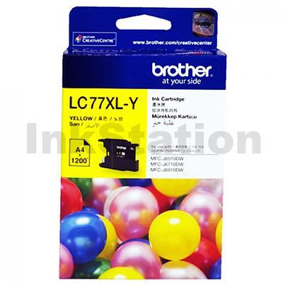 Genuine Brother LC-77XLY High Yield Yellow Ink Cartridge - 1,200 pages