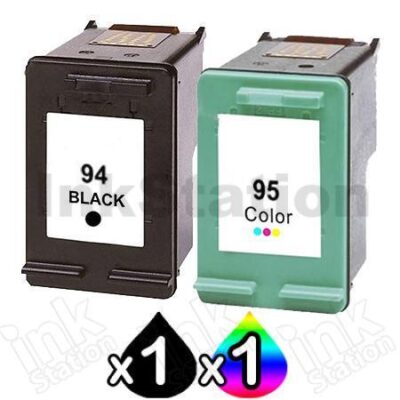 2 Pack HP 94 + 95 Compatible Inkjet Cartridges C8765WA + C8766WA [1BK,1CL]