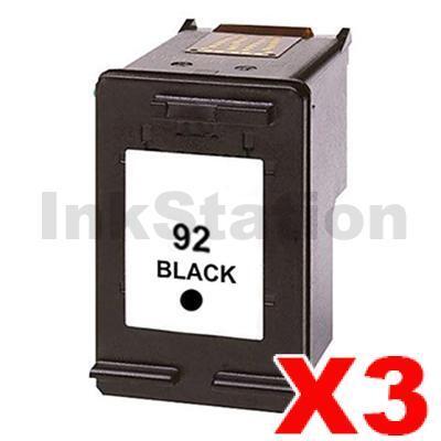 3 x HP 92 Compatible Black Inkjet Cartridge C9362WA