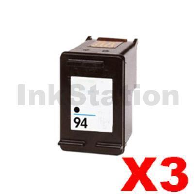 3 x HP 94 Compatible Black Inkjet Cartridge C8765WA