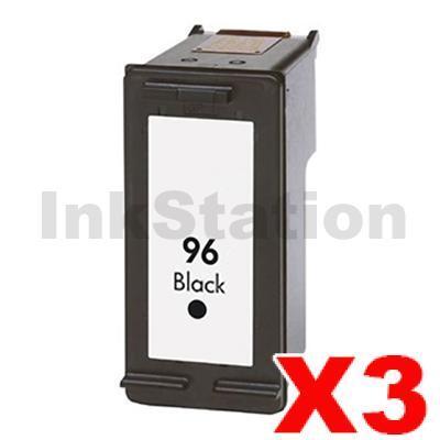 3 x HP 96 Compatible Black Inkjet Cartridge C8767WA - 800 Pages