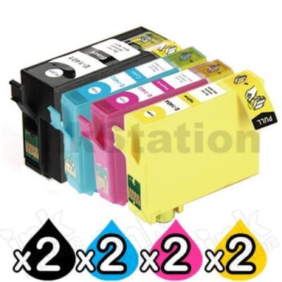 8 Pack Epson 140 (T1401-T1404) Compatible High Yield Inkjet Cartridges [2BK,2C,2M,2Y]