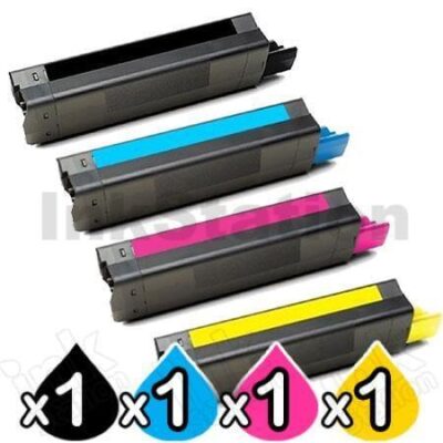 4 Pack OKI Compatible C5850/C5950/MC560 Toner Cartridges (43865725-43865728) [1BK,1C,1M,1Y]