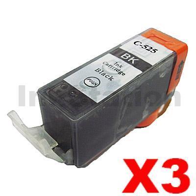 3 x Pack Canon PGI-525BK Compatible Black Inkjet (with Chip)