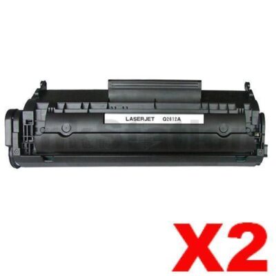 2 x HP Q2612A (12A) Compatible Black Toner Cartridge - 2,000 Pages