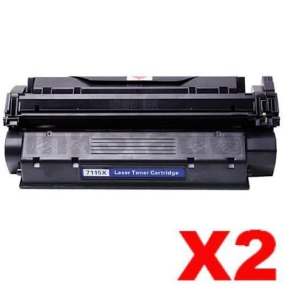 2 x HP C7115X (15X) Compatible Black Toner Cartridge - 3,500 Pages