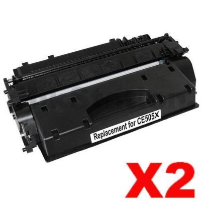 2 x HP CE505X (05X) Compatible Black High Yield Toner Cartridge - 6,500 Pages
